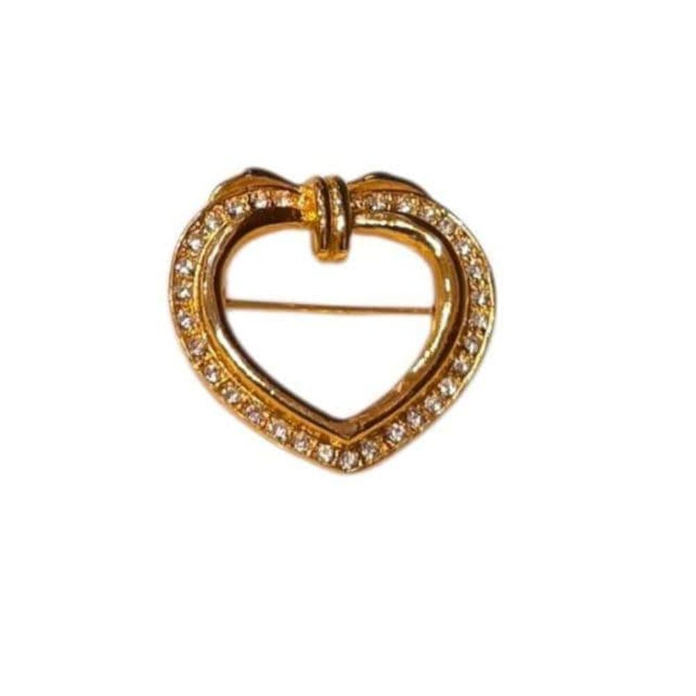 Goldtone Rhinestone Circle Pin Brooch Vintage